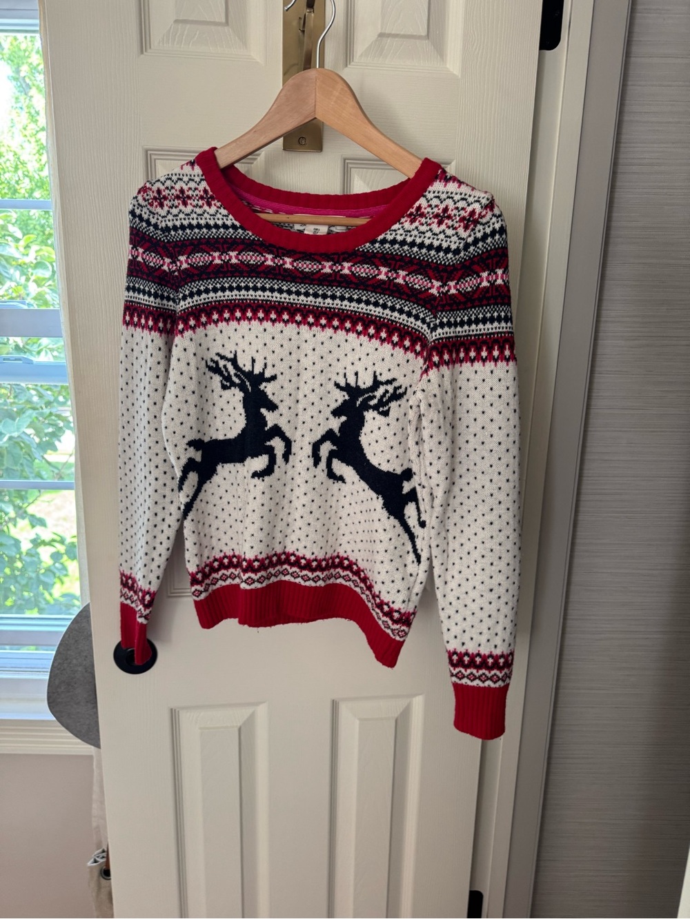 H&M Red, White & Navy Fair Isle Reindeer Sweater